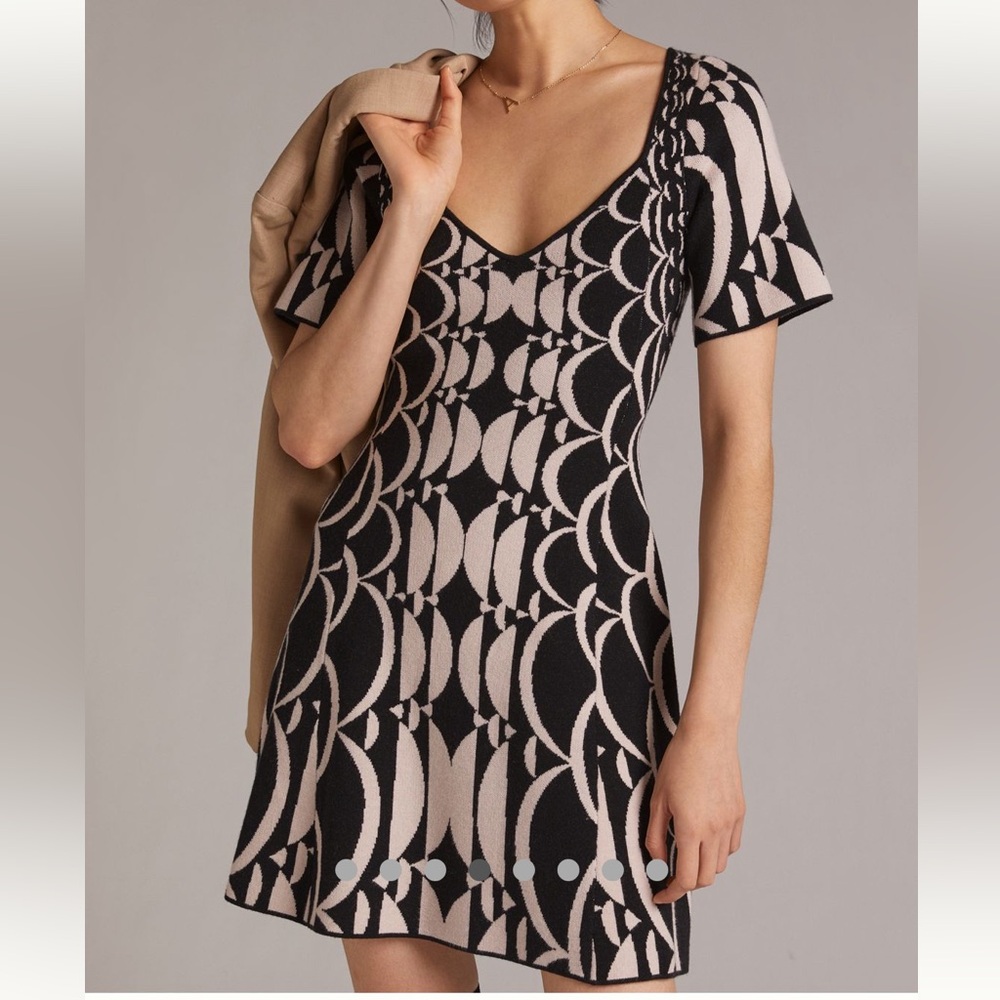 Anthropologie Black and Cream Mini Dress